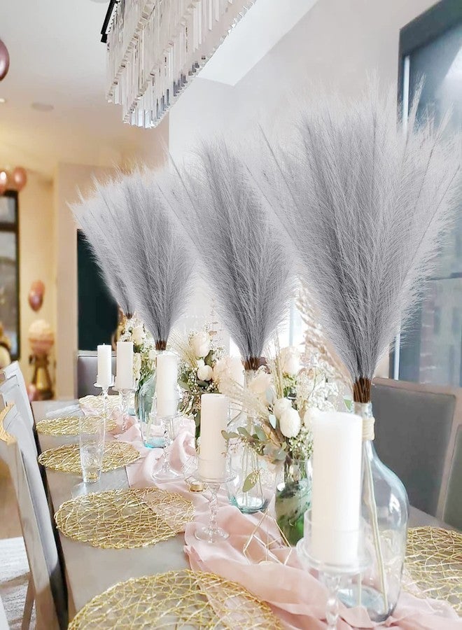 obbsie 50pcs Faux Pampas Grass Grey, 21.6" Short Artificial Pompous Grass Floral Fake Pompas Grass Branches Vase Filler Flower Arrangement for Home Wedding Boho Decor - Image 2